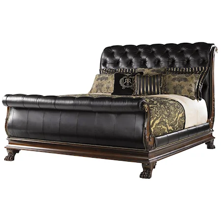 Queen-Size Coventry Leather Sleigh Bed